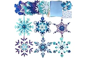 MLOLM 30 Sets Winter Snowflake Crafts Kit DIY 3D Snowflake Ornament Craft Kits Make Your Own Snowflake Sticker for Winter Christmas Holiday Frozen Home Activities Party Favors
