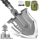 Zune Lotoo Tactical Survival Shovel Multitool, Camping Shovel Folding Kit | 7 Angles Folding Entrenching Tool Unbreakable Martensitic Steel, 28 in 1 Compact Camping gear for Camp Off-Road Emergency