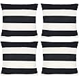tiggell 4 Pack Waterproof Pillow Covers Outdoor Throw Pillowcases Decorative Garden Cushion Case for Home Garden Patio Couch Balcony Striped (18 * 18 inch, Black & White)