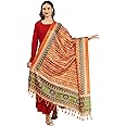 DUPATTA BAZAAR Women's Patola Printed Art Silk Dupatta Free Orange