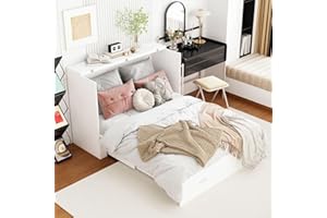 FAMAPY Full Size Murphy Bed with Charging Station & Drawer, Mobile Cabinet Bed Murphy Chest Bed, Space-Saving Folding Murphy Bed for Bedroom Guest Room White (76.4”W x 56.3”D x 40.9”H)