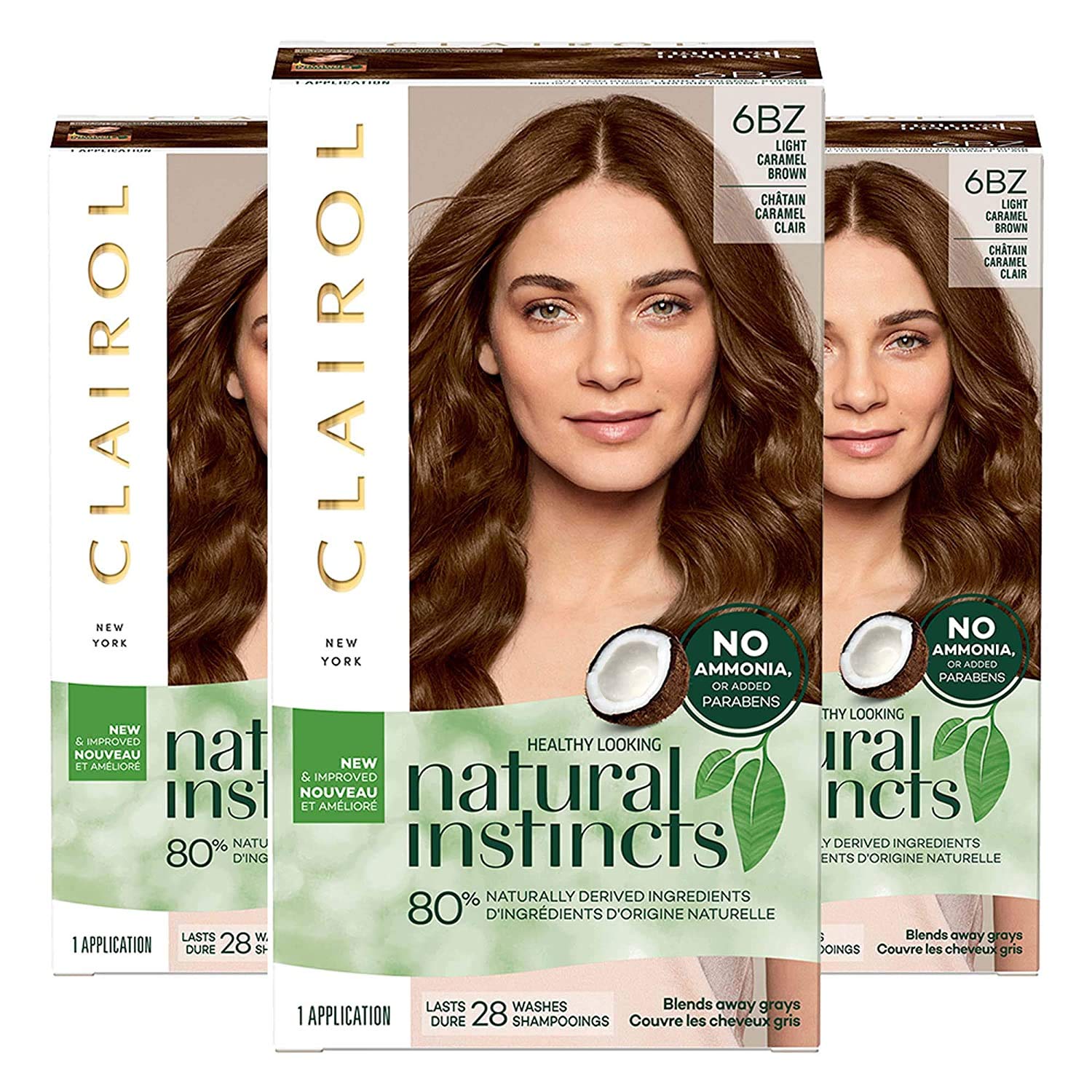 Amazon Com Clairol Natural Instincts Hair Color 6bz 12a Light Caramel Brown Pack Of 3 Beauty
