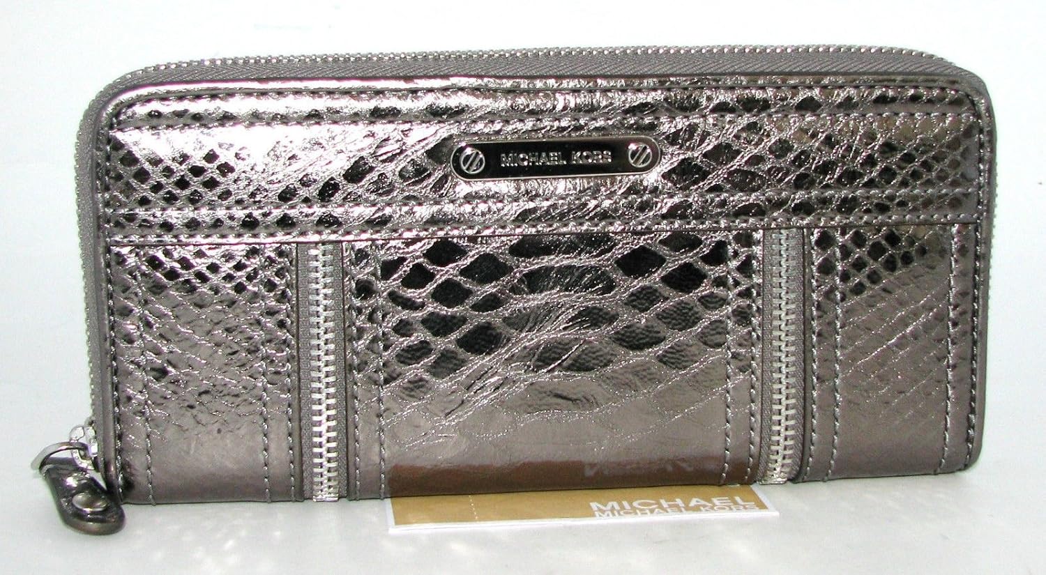 michael kors silver metallic wallet