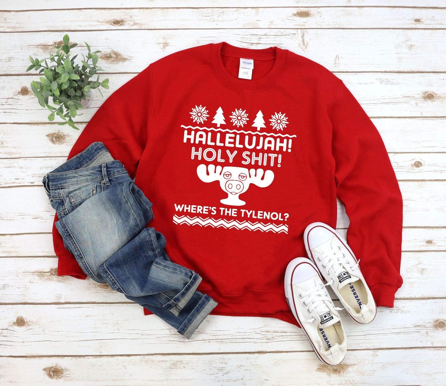 Chrístmás Sweátshirt Hállelujáh! Hóly Shít! Wheres The