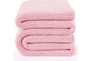 Guohaoi Knitted Weighted Blanket(Pink 50"x60" 5lbs),Home Décor Cooling Throw Blanket for Hot Sleepers,Hand Made Chunky Knit Heavy Blanket Use on Twin Size Bed