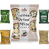 Fusion Select Assorted Freeze Dried Miso Soup Packets | 4 Flavors - Vegetable, Shallot, Tofu &amp; Okra Flavored Japanese Instant Miso - 8 Single Serve Soup Packs, 2 per Flavor