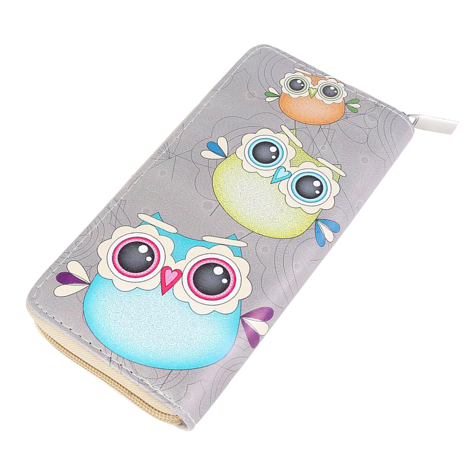 DonDon Women’s Purse Owl Trio Grey Coloured