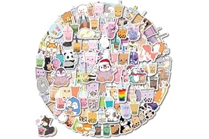 PTEROSAURIA Boba Stickers 105PCS Kawaii Bubble Tea Stickers,Drink Stickers, Vinyl Cute Tea Stickers Gifts,Asthetic Stickers,Water Bottle Sticker Pack for Teens Girls Kids
