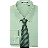 Enlision Mens Dress Shirts Long Sleeve Button Down Shirt for Men Regular Fit Business Casual Shirt and Tie Sets for Wedding