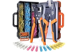 Preciva Wire Crimping Tool Kit with 200pcs Heat Shrink Connectors, Color-Coded Crimper & Wire Stripper, IP67 Waterproof Termi