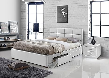 Vermont 4 Drawer Storage Leather Bed Black 4ft6 Double 5ft King