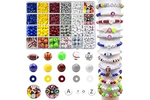 LLCHUNYUN 1888PCS Sports Ball Beads for Jewelry Making, Acrylic Clay Beads for Bracelets Volleyball Softball Football Baseball Basketball Soccer Bead with Letter Bead for DIY Crafts