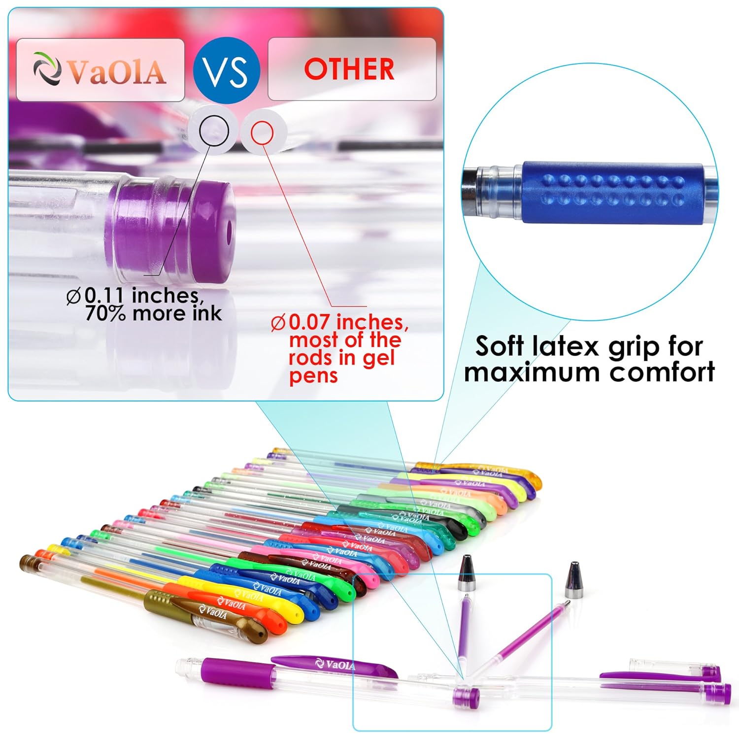 Color Gel Pens - Gel Pens for Kids - Coloring Pens - Gel Pens Set - Pen Sets for Girls - Pen Art Set - Artist Gel Pens - Drawing Pens for Kids - Draw Pens - 36 Gel Pen - Neon Gel Pens - Arts Pens