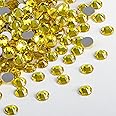 Beadsland 2880pcs Flat Back Crystal Rhinestones Round Gems for Nail Art and Craft Glue Fix,Lemon Yellow,SS8,2.3-2.5mm