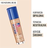 Rimmel Match Perfection Foundation Natural Beige 400 Medium SPF20 Cruelty Free view 11
