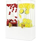 1.25 Gallon Dual Acrylic Beverage Dispenser with Metal Stand – Two-Drink Server with Ice Cores & Stainless Steel Spigots