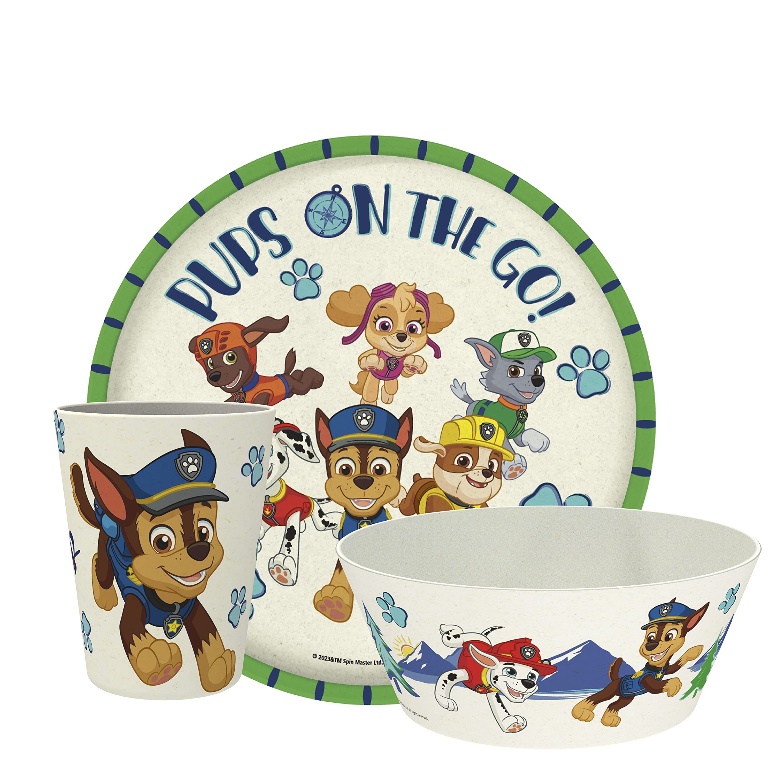 Photo 1 of Zak Designs PAW Patrol Kids Dinnerware Set 3 Pieces, Durable and Sustainable Melamine Bamboo Plate, Bowl, and Tumbler are Perfect For Dinner Time With Family (Chase, Marshall, Skye & Friends)