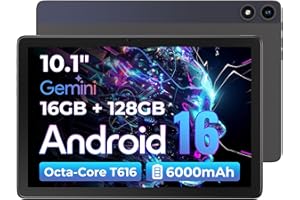 FPD Tablet 10 Inch Android 16 with Gemini AI, HD IPS Display 16GB RAM 128GB ROM (512GB Expandable), UNISOC T616 Octa-Core, Wi