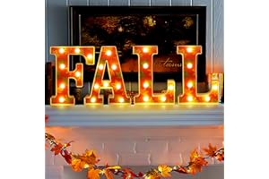 TIFESON Fall Decor - Fall Decorations for Home - 4 Led Marquee Light Up Letters “FALL” for Home Thanksgiving Autumn Table Mantel Indoor Party Decor Supplies
