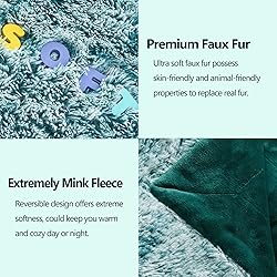 GONAAP Fuzzy Faux Fur Throw Blanket Frosty Green