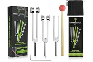 Pakcan Weighted Tuning Forks for Healing Set (128Hz, 256Hz, 512Hz) — Sound Therapy, Chakra Balancing, Stress Relief and Essential Yoga and Meditation