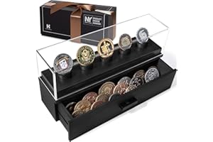 HOLME & HADFIELD Premium Challenge Coin Display Case – Preserve The Memories with The Coin Deck for Men – Luxury Military Coin Display Case and Wooden Challenge Coin Holder