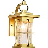 EERU Gold Dusk to Dawn Outdoor Wall Lantern Exterior Light Fixtures Wall Mount Porch Light with Photocell Sensor Waterproof O