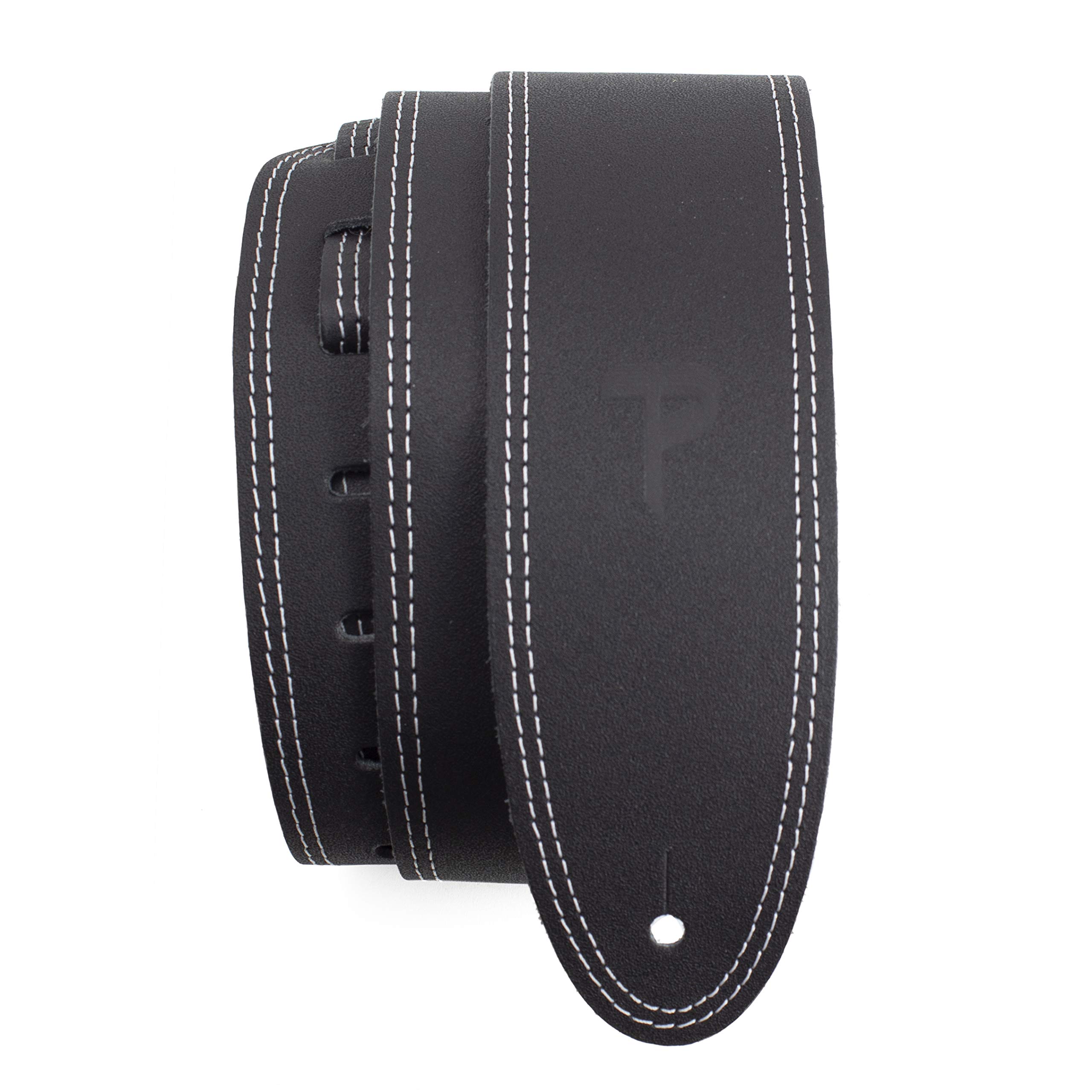 Perri’s Leathers Ltd. - Guitar Strap - Leather - Double Stitched - Black - Adjustable - For Acoustic/Bass/Electric Guitars - Made in Canada (BDS-175)