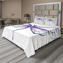 Ambesonne Dragonfly Sheet Set, Single Dragonfly