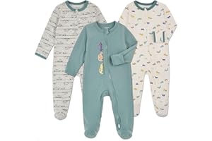 Aablexema Baby Footie Pajama with Mitten Cuffs, Double Zipper Infant Cotton clothes Sleeper Pjs, Footed Sleep Play