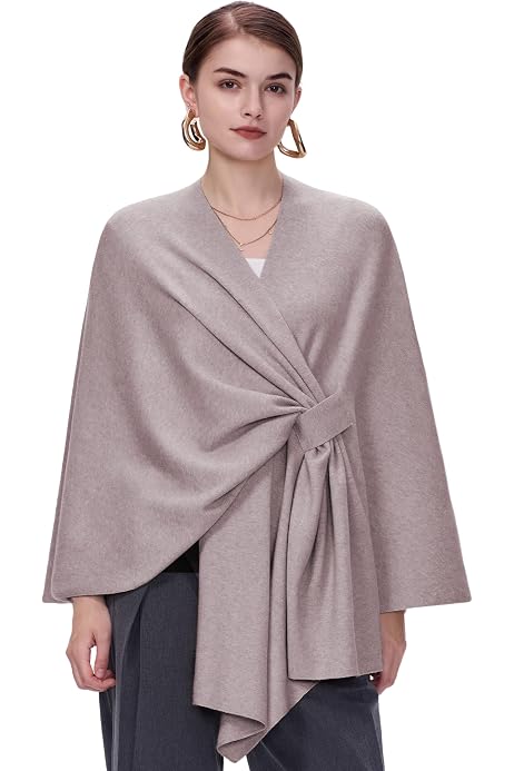 thumbnail image 2 of Dayyearn Elegant Shawl Wraps Soft Open Front Poncho Sweater, 2025 Cross Front Knit Poncho Sweater For Travel & Office - Product Details 2 of 12