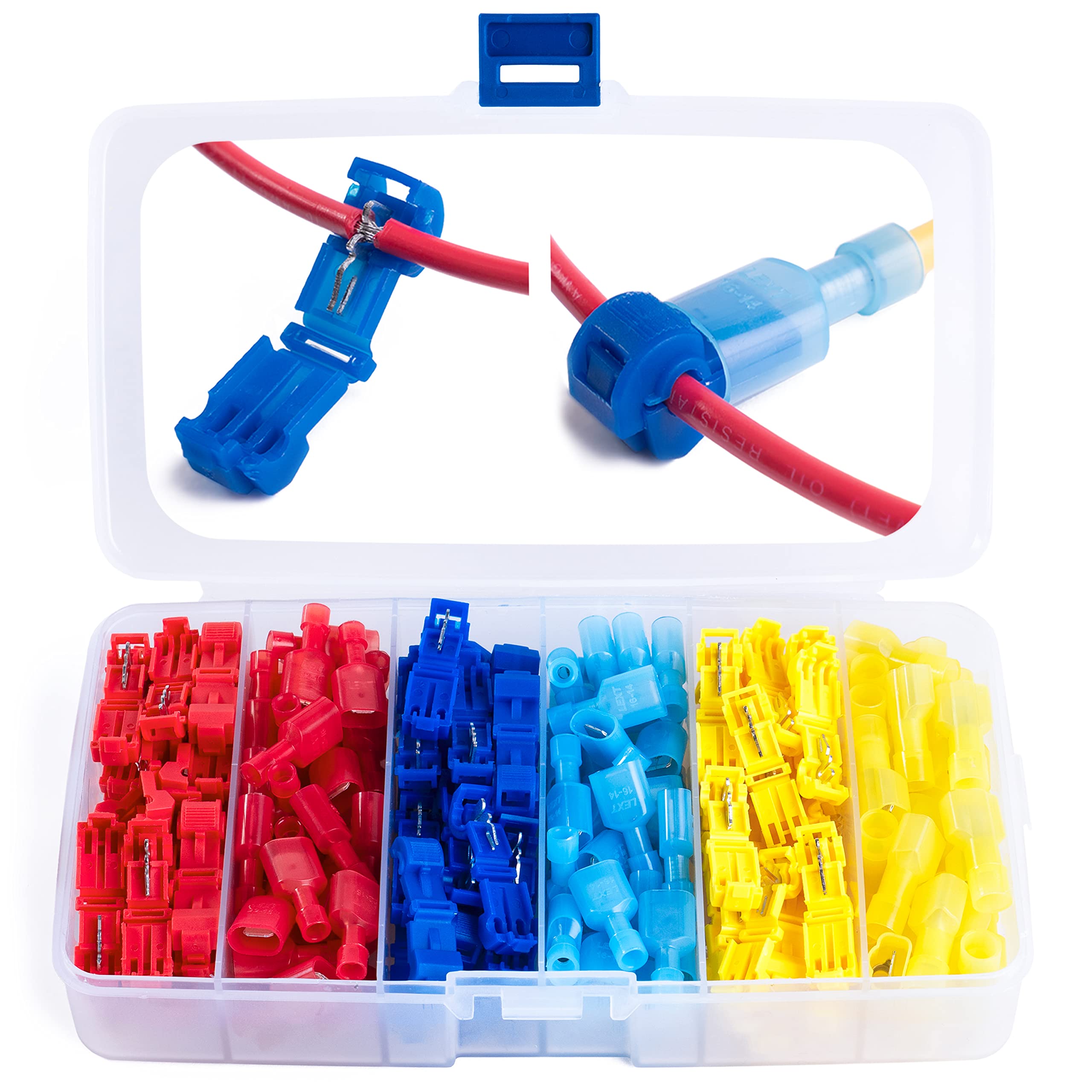 Wirefy 120 PCS T Tap Wire Connectors - Quick Splice Wire Connectors - Quick Disconnect Wire Taps - Kit 22-10 AWG — image 1