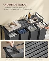 VASAGLE 4-Compartment Laundry Hamper with Pull-Out Liners 160 L Slate Gray view 4