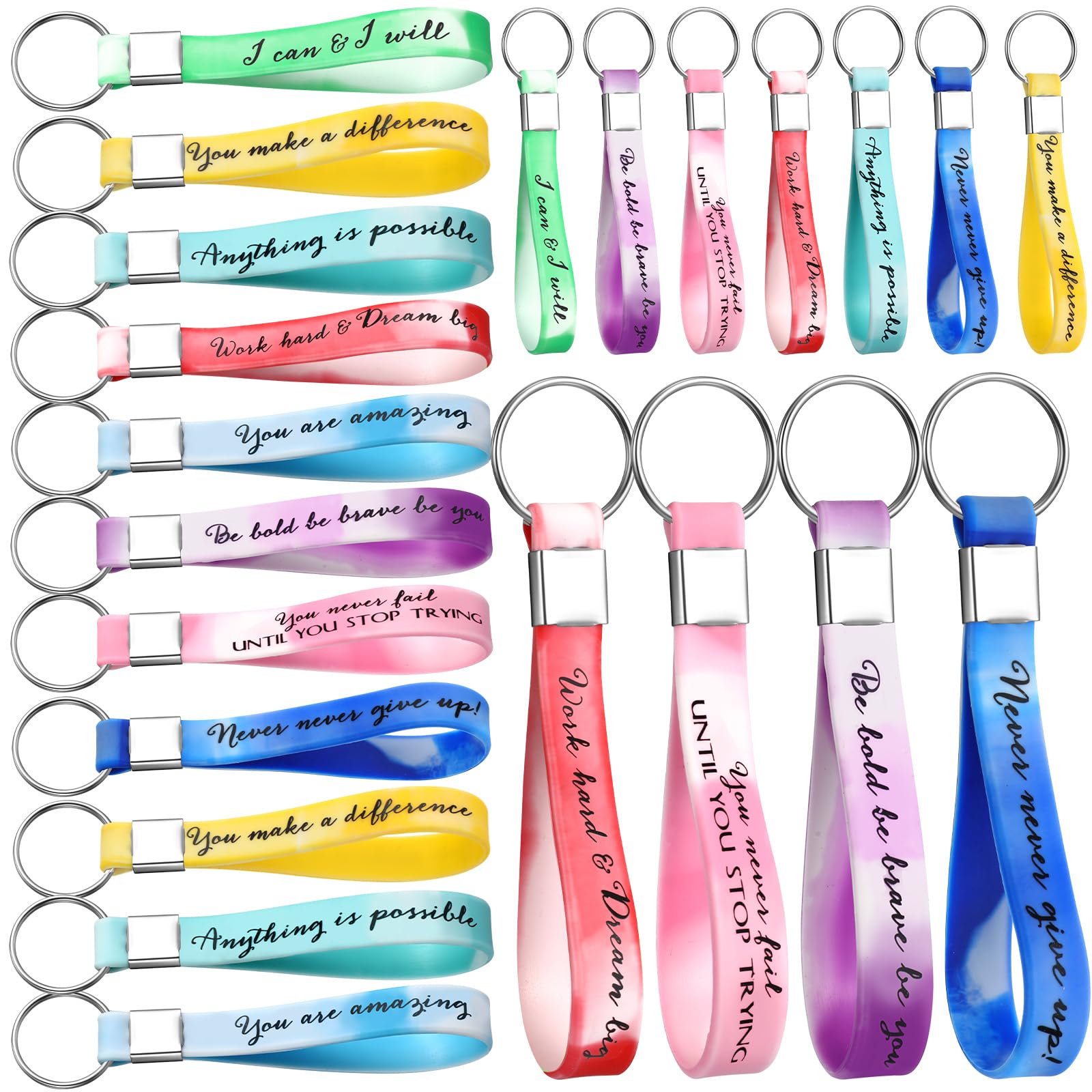 Fumete 24 Pcs Inspirational Keychains Gift for