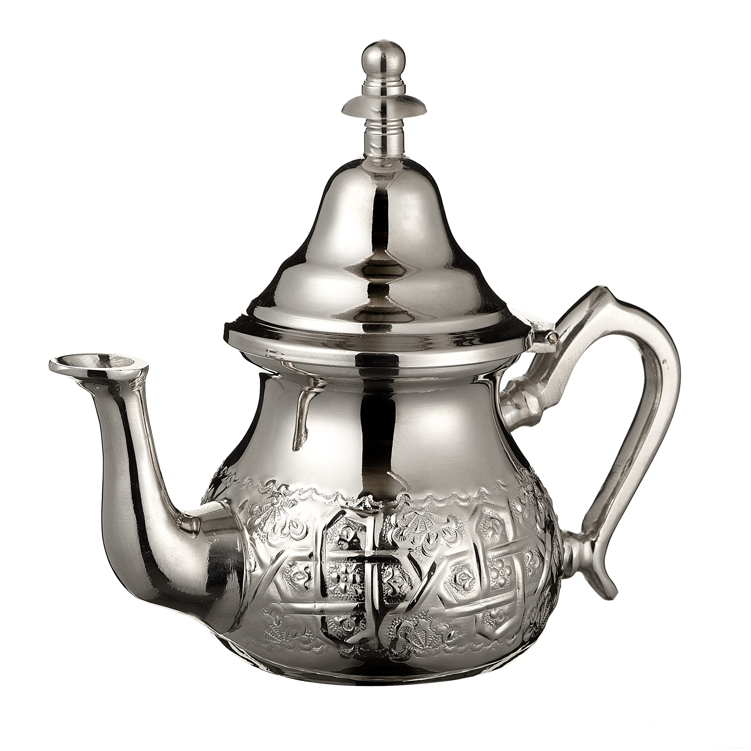 Moroccan Silver Teapot Perfect for Mint Tea Includes Handle Cover and Integrated Filter Authentic with a Classical Engraved Design Handmade Small Capacity 350 ML About 2 Tea Glasses — image 1
