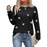 Zeagoo Womens Crewneck Pullover Sweater Long Sleeve Knit Side Slit 2025 Fall Winter Sweater Tops