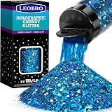 LEOBRO Holographic Ocean Blue Glitter 160G Chunky Resin Nail Cosmetic