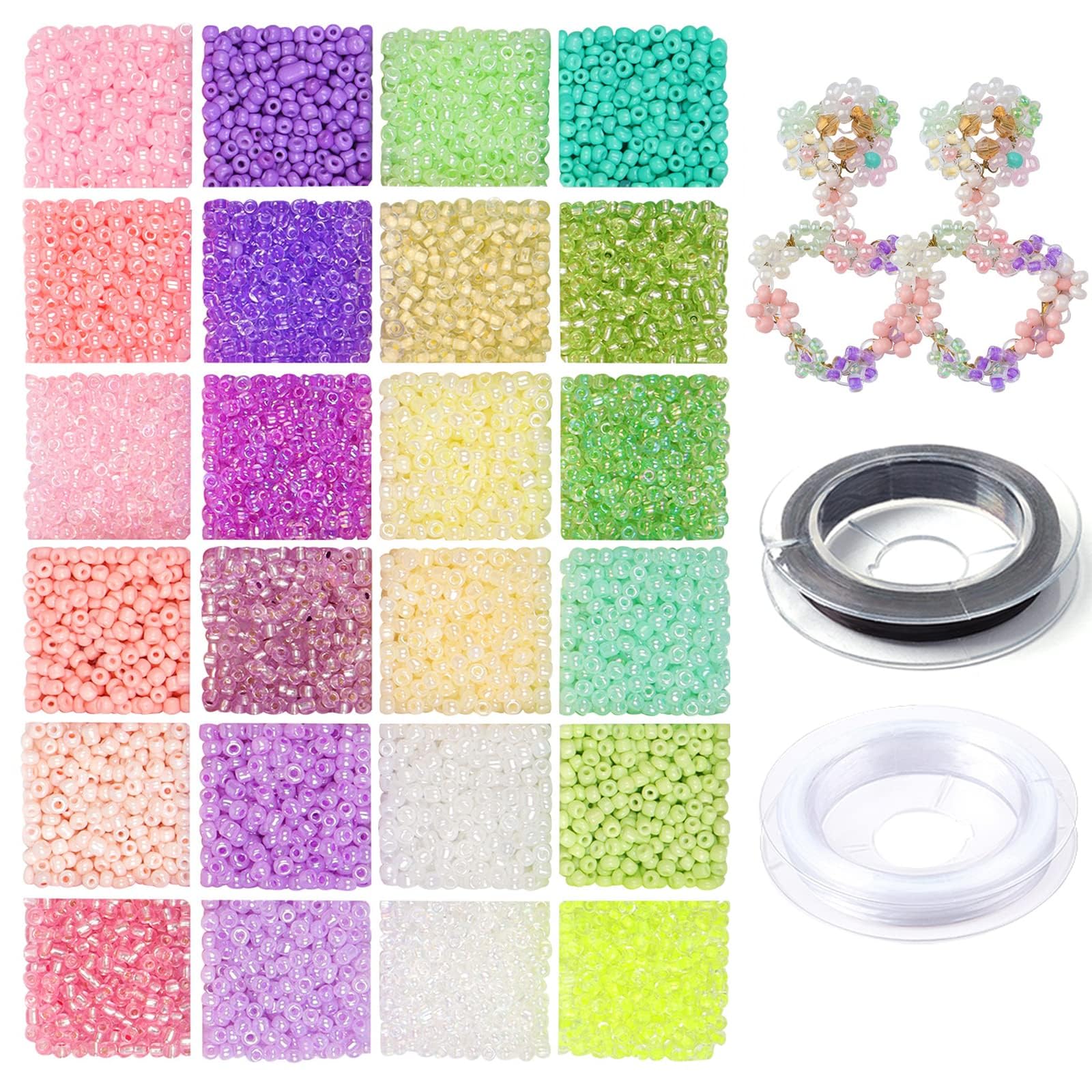 7200pcs 2mm Glass Seed Beads for Jewellery Making Kit, 11/0 24 Colors Pastel Small Pony Beads for Bracelets Necklaces Earrings Embroidery Crafting Making — image 1