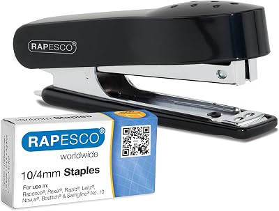 Rapesco 1573 No.10 Mini Stapler with 1000 x 10/4 Staples Black