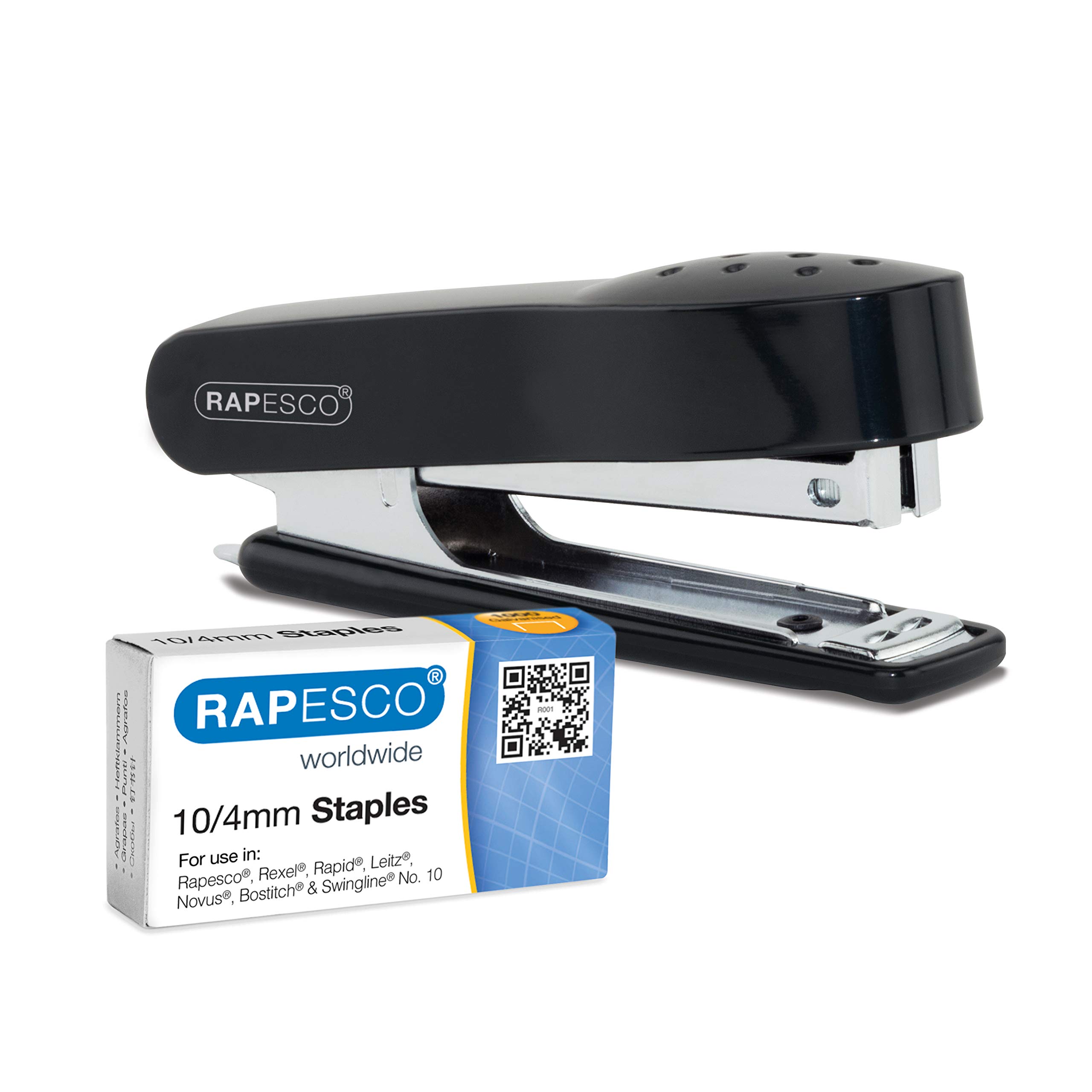 Rapesco 1573 No.10 Mini with 1000 x 10/4 mm Staples, 12 Sheet Capacity, Black