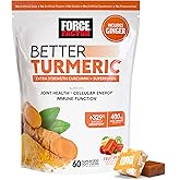 Force Factor Better Turmeric Supplement, Curcumin Extra Strength | Joint Support with 400mg Turmeric &amp; Black Pepper, Superior Absorption, Like Turmeric Gummies, Fruit Splash, 60 Turmeric Chews