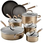 Circulon Premier Professional Induction Pots and Pans Set, 12-Piece, Bronze | Hard anodized nonstick cookware set, easy food release, dishwasher safe, oven safe, durable non stick pots and pan set
