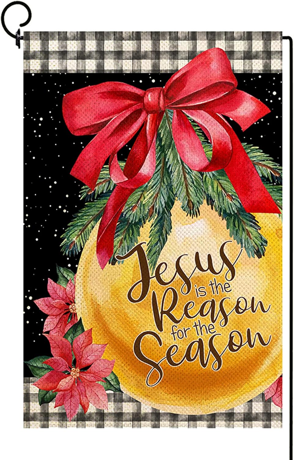 Flags - Baccessor Christmas Garden Flag Burlap Double Sided, Christmas Jesus is the Reason for the Season Nativity Jingling Bell Red Flag Winter Holiday Xmas Yard Outdoor Decoration 12.5x18 Inch