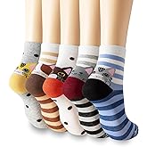 Women's Animal Print Ankle Socks, Cat and Dog Design, Novelty Gift for Pet Lovers, Multi-Pack