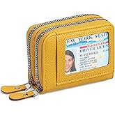 RNIEGA Credit Card Holder Wallet RFID Blocking Leather Small Wallet for Women Double Zipper Wallet with ID Window