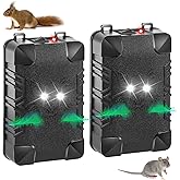 2 Pcs Under Hood Rodent Repeller with Strobe Light & 3 Power Supply Methods, Professional Ultrasonic Mouse Repellent Rat Squirrel Deterrent for 12V Cars Trucks RV Engine Bay Warehouse Attic
