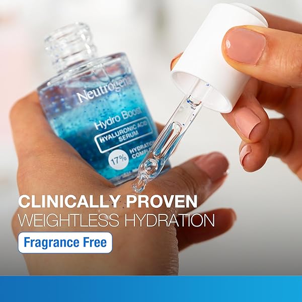 NEUTROGENA HYDRO BOOST HYALURONIC ACID SERUM FOR FACE & NECK, LIGHTWEIGHT DAILY HYDRATING SERUM WITH HYALURONIC ACID FOR DRY SKIN, OIL-FREE, NON-COMEDOGENIC, FRAGRANCE-FREE, 1 FL. OZ