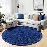 ONASAR Navy Blue Round Area Rugs 5ft, Soft Bedroom