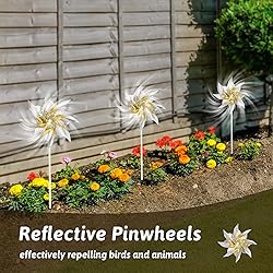 10 Pack Reflective Pinwheels for Yard and