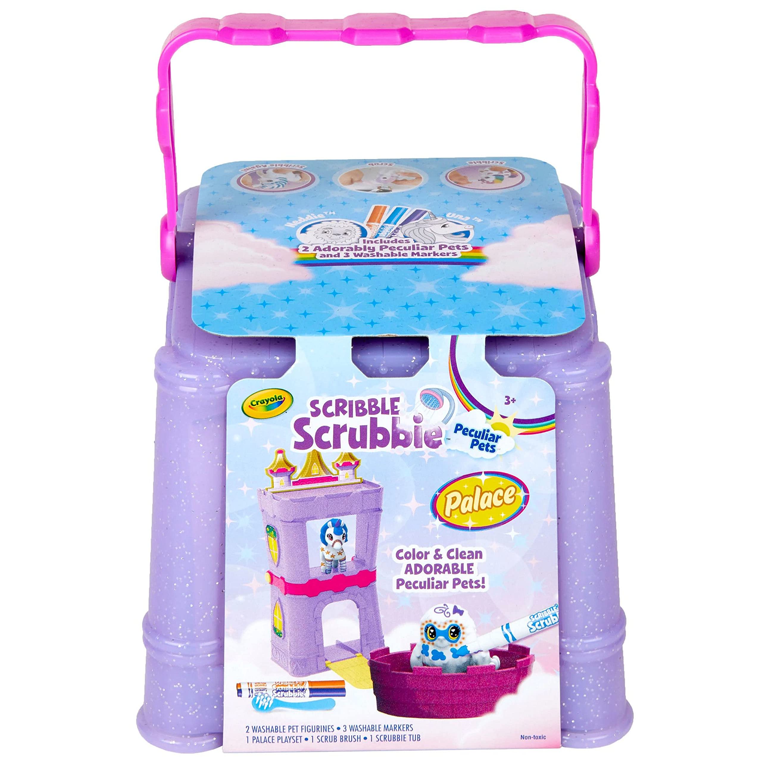 Crayola Scribble Scrubbie Peculiar Pets, Palace Playset with Unicorn and Yeti, Gift, Ages 3, 4, 5, 6